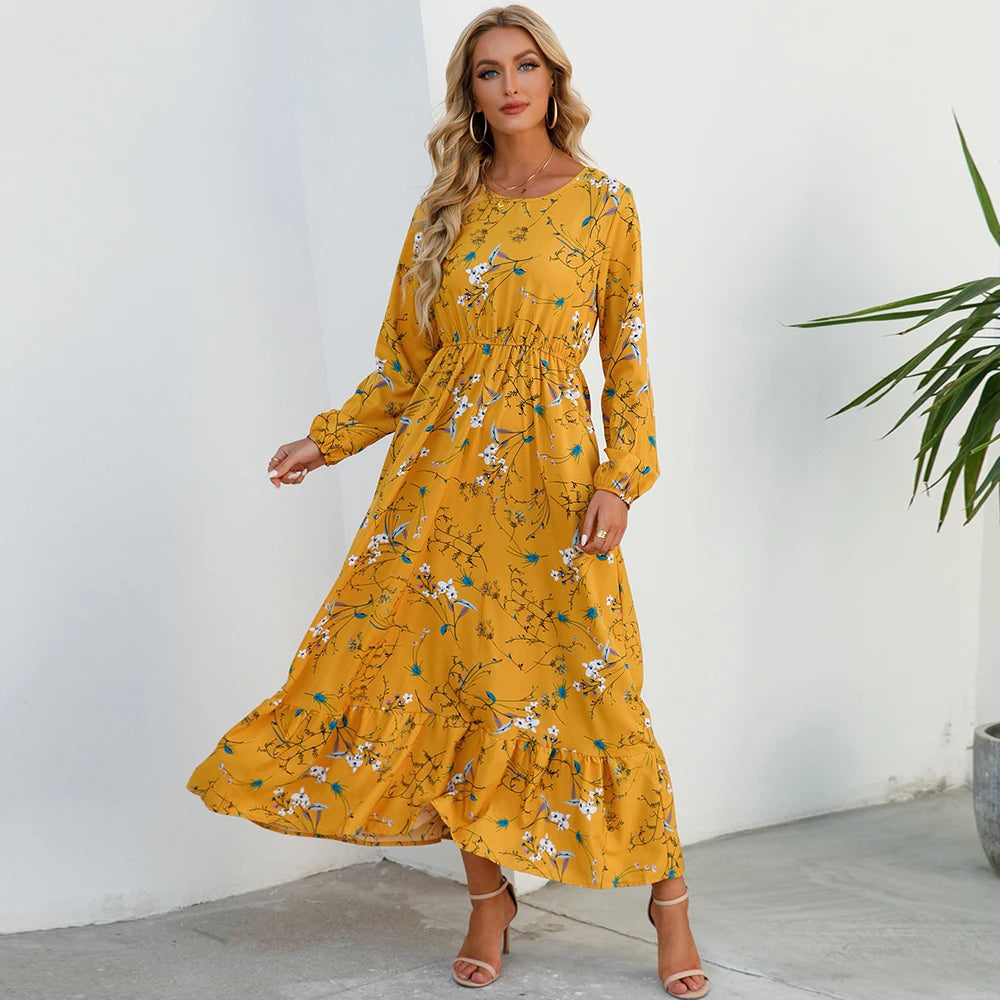 Women's Bohemian Long Sleeve Maxi Dress