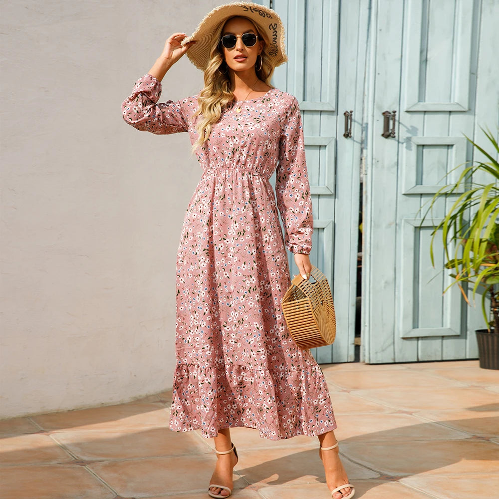 Women's Bohemian Long Sleeve Maxi Dress