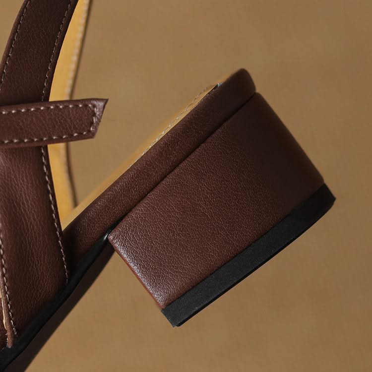 Women's T-Strap Block Heel Pumps with Woven Design