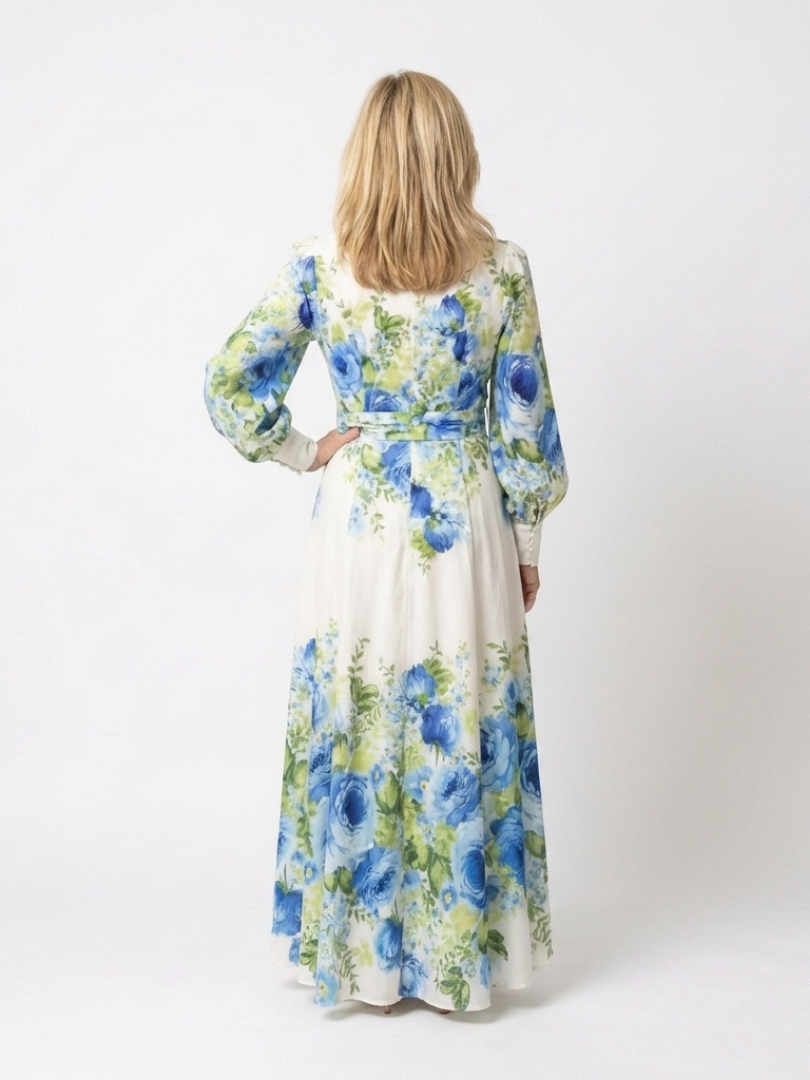 Women's Button Detail Long Sleeve Maxi Dress
