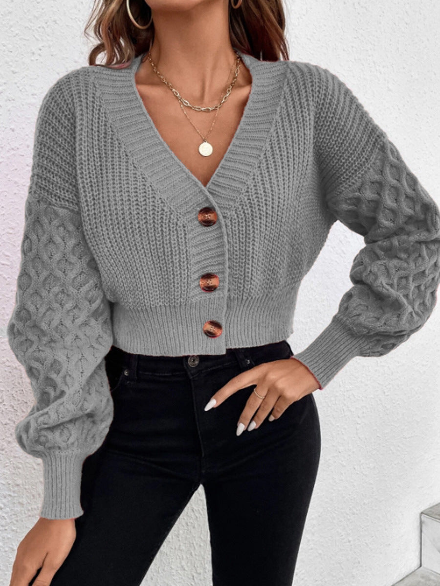 Women's Cable Knit Cardigan with V-Neckline and Cozy Fit