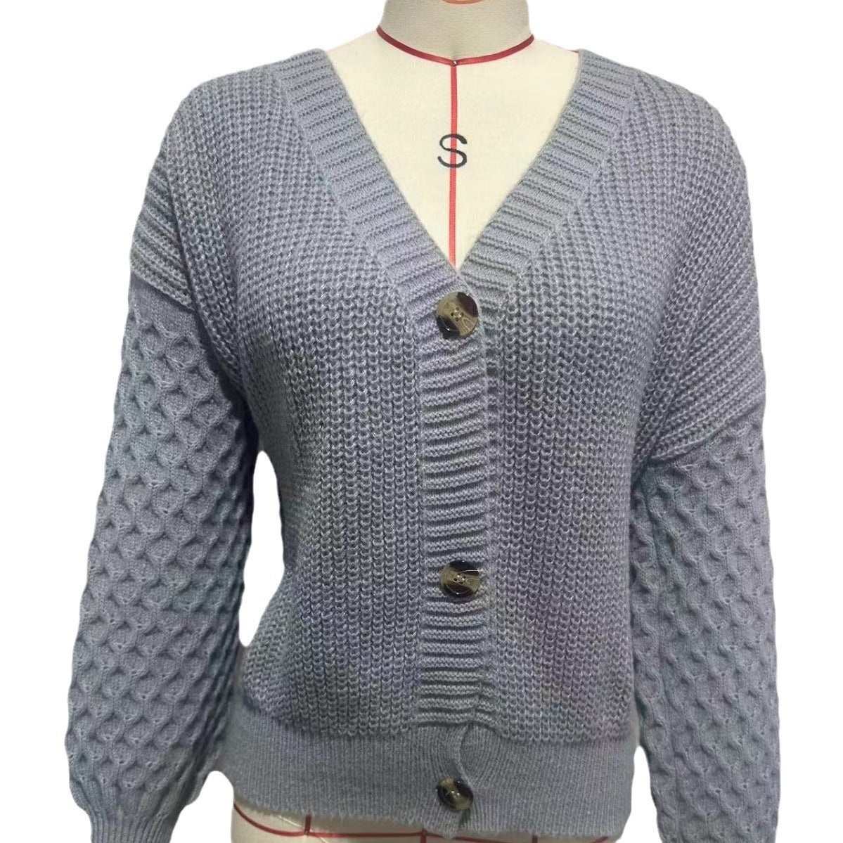 Women's Cable Knit Cardigan with V-Neckline and Cozy Fit