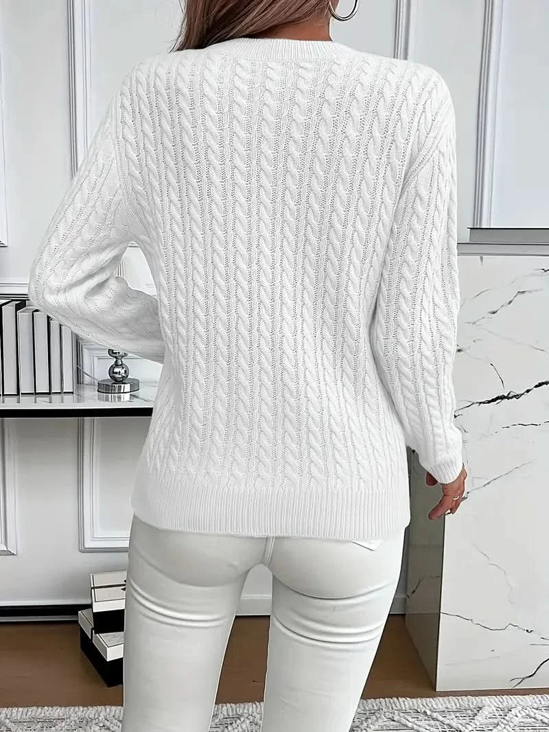 Women's Cable Knit Crew Neck Sweater