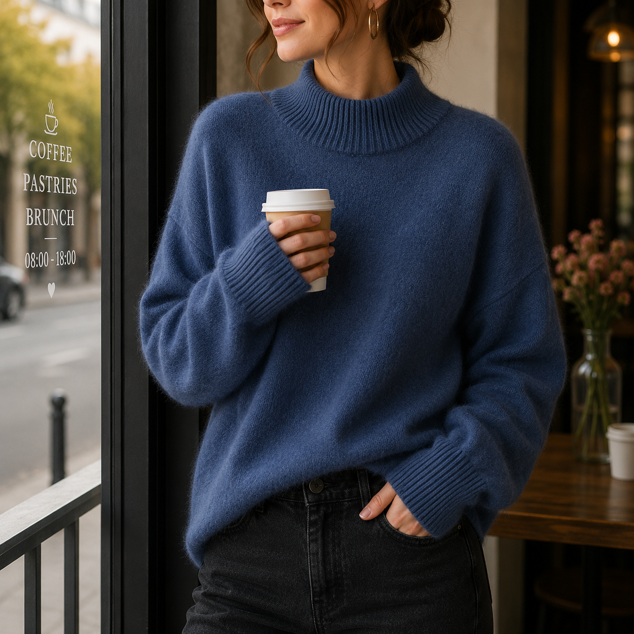 Women's Cashmere Crewneck Sweater with Relaxed Fit