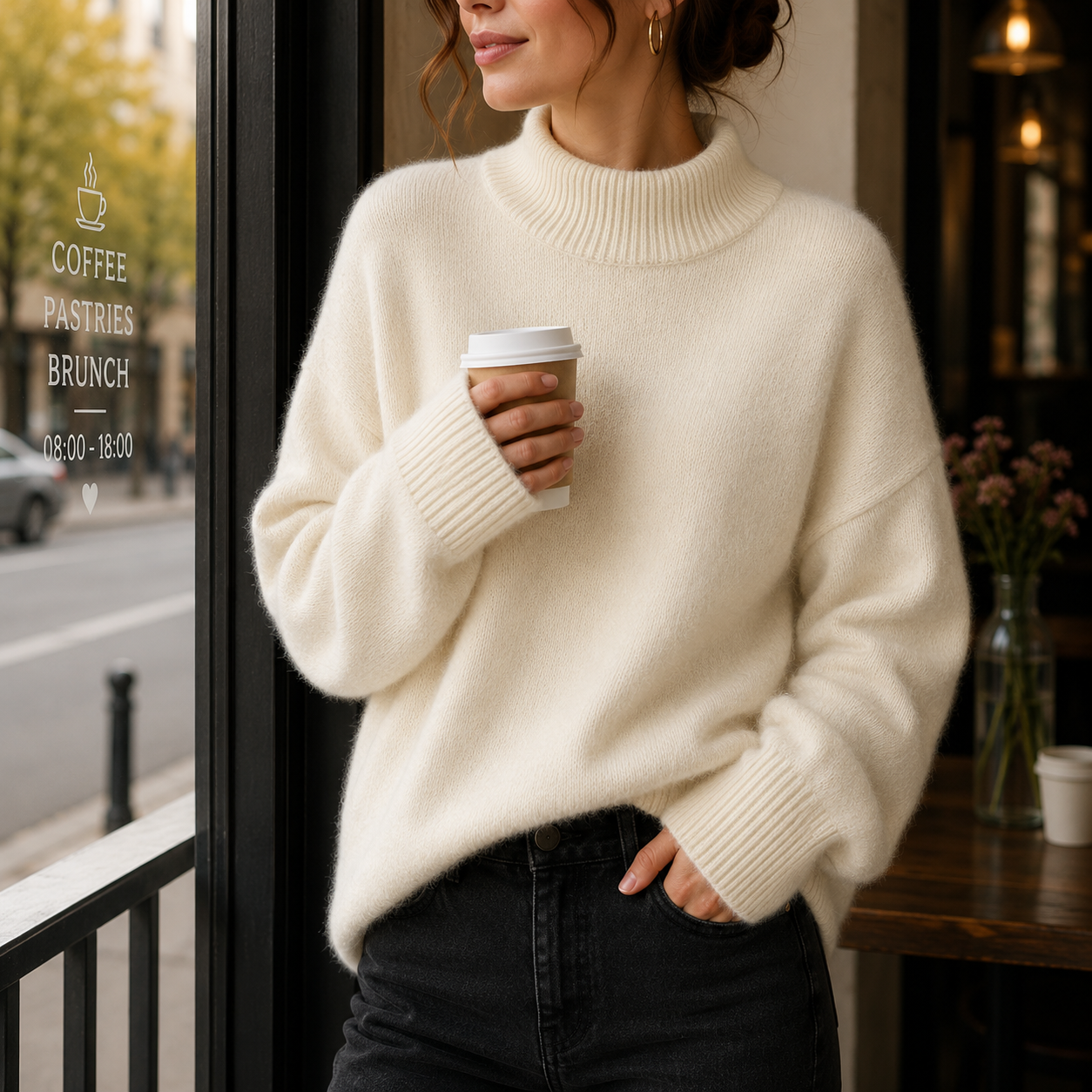 Women's Cashmere Crewneck Sweater with Relaxed Fit