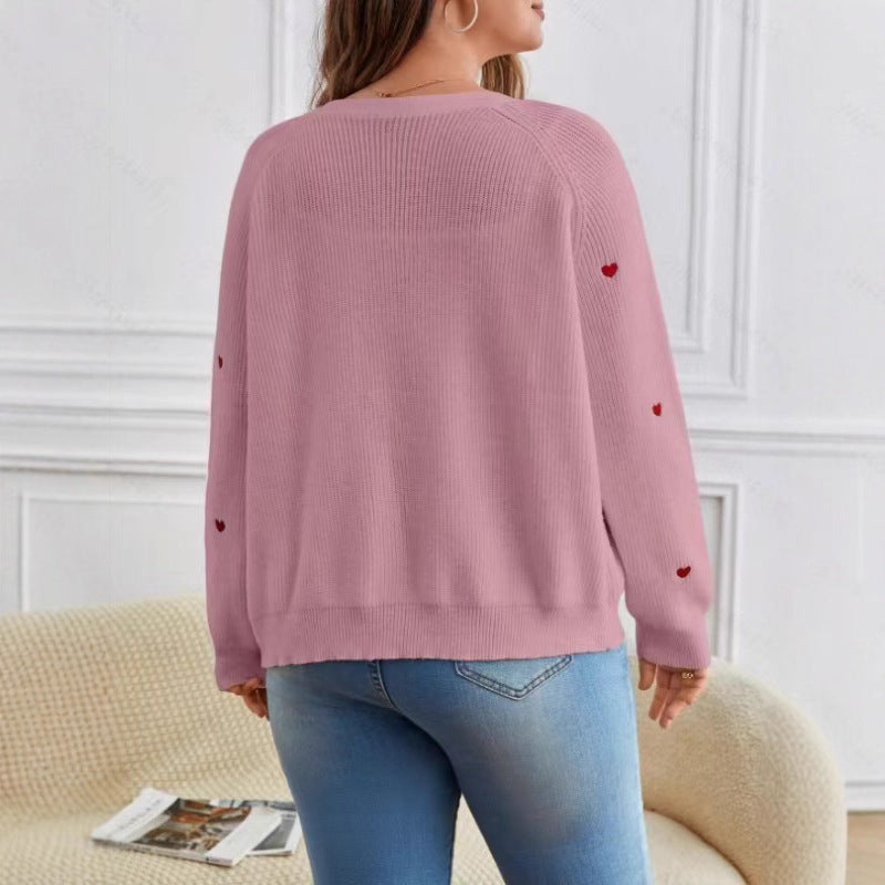 Women's Casual Open Cardigan with Heart Appliqués for Cozy Layering