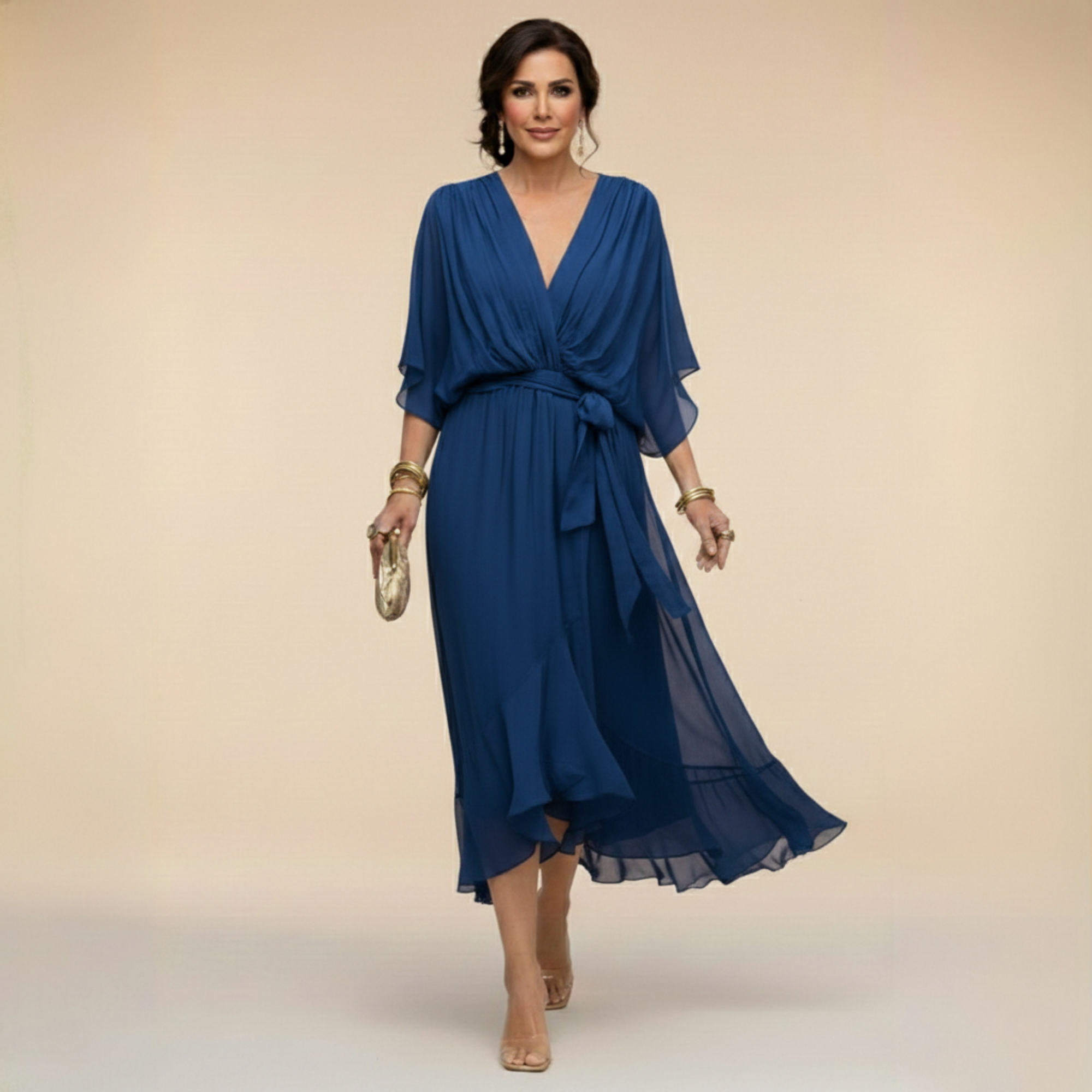 Women's Chiffon V-Neck Evening Dress