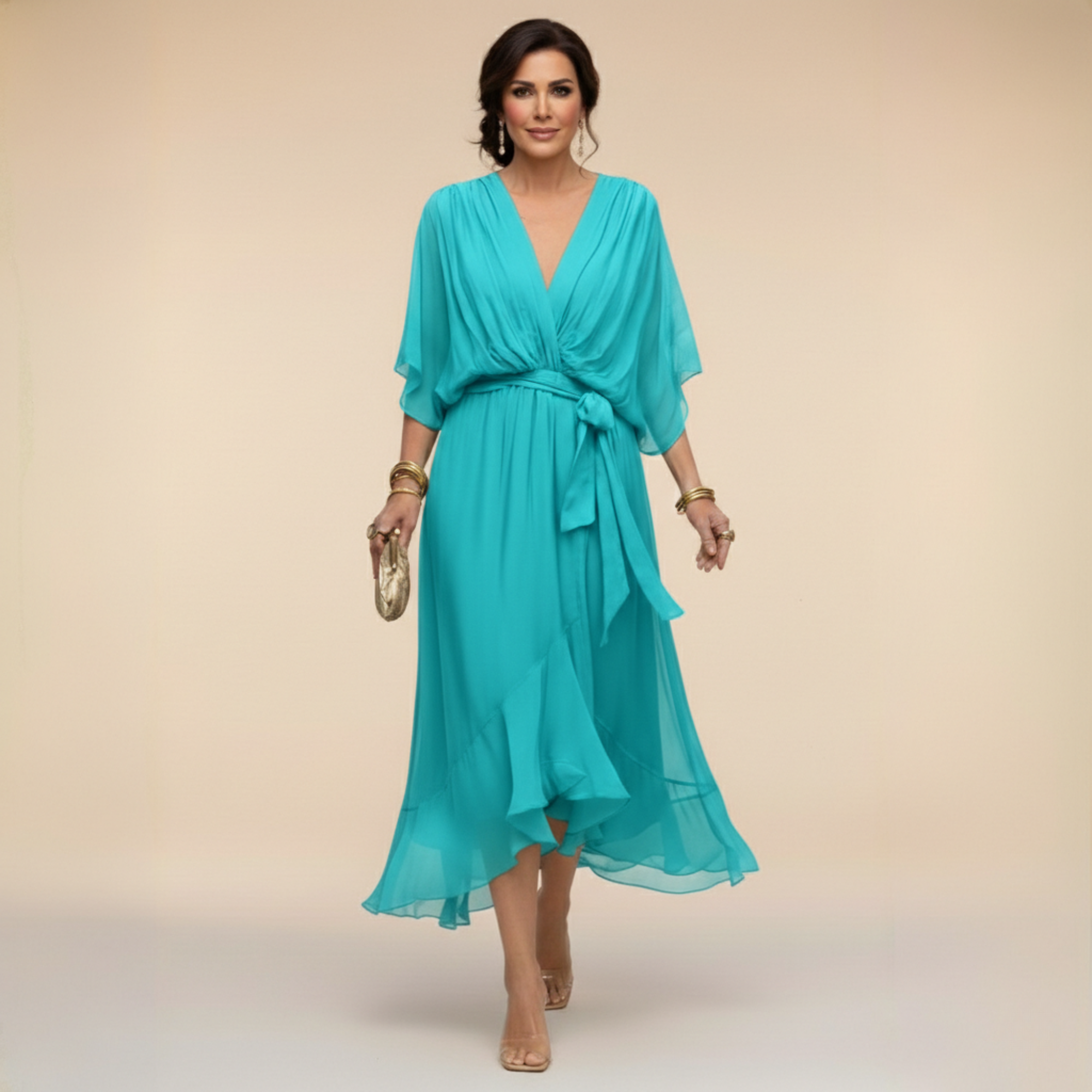 Women's Chiffon V-Neck Evening Dress