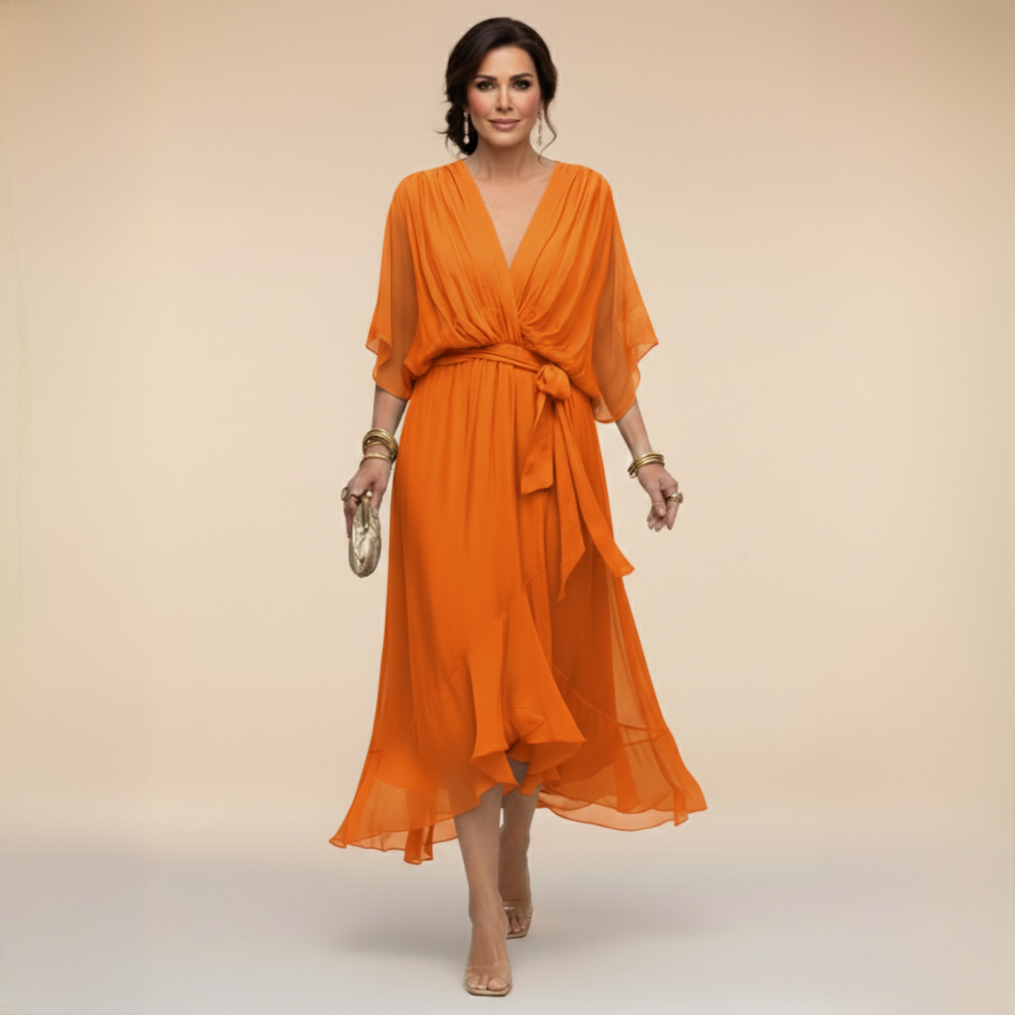 Women's Chiffon V-Neck Evening Dress
