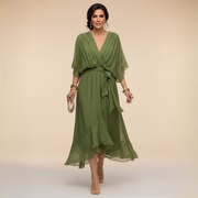 Women's Chiffon V-Neck Maxi Dress for Summer Occasions