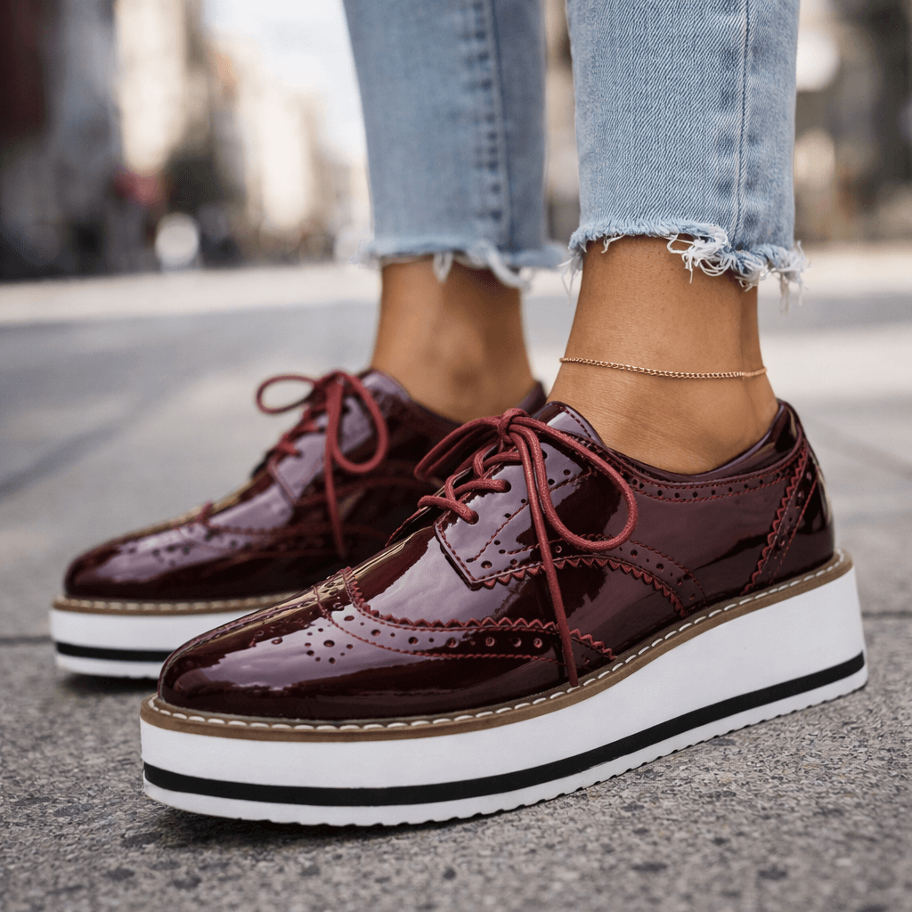 Women's Chunky Cushioned Platform Brogue Shoes