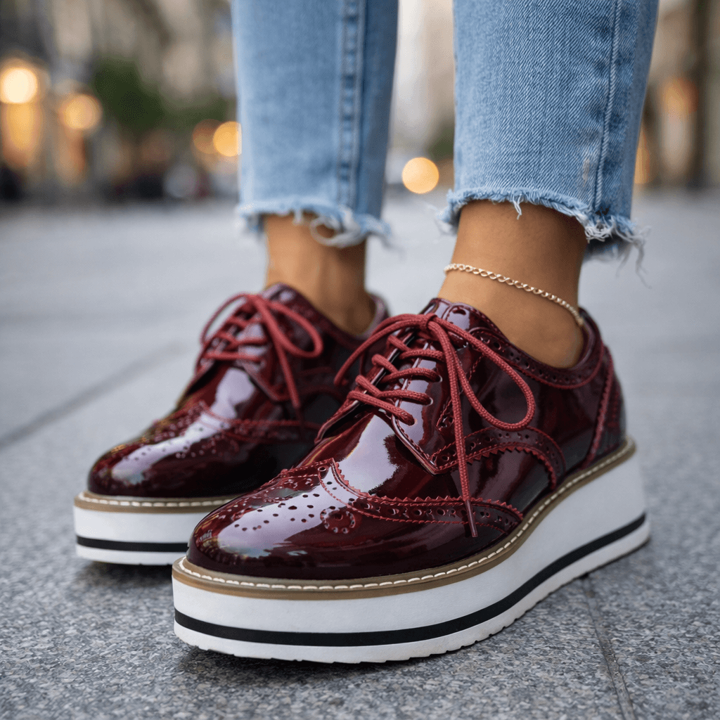 Women's Chunky Cushioned Platform Brogue Shoes