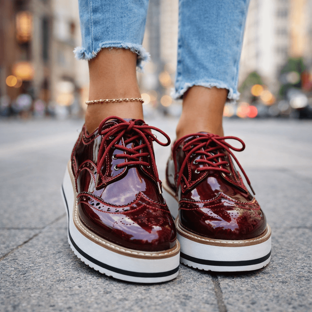 Women's Chunky Cushioned Platform Brogue Shoes