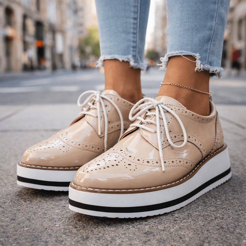 Women's Chunky Cushioned Platform Brogue Shoes