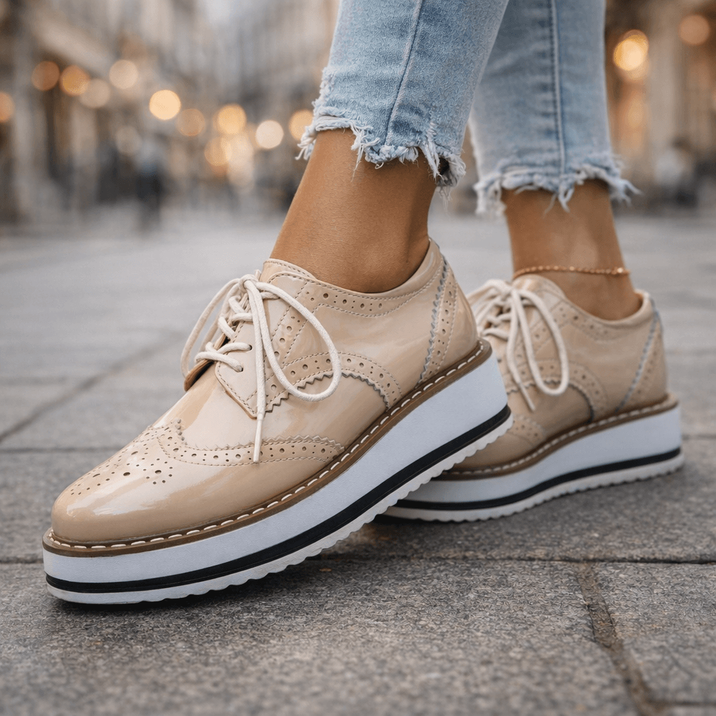 Women's Chunky Cushioned Platform Brogue Shoes