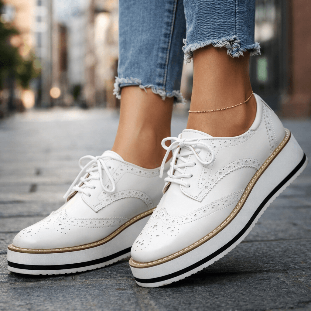 Women's Chunky Cushioned Platform Brogue Shoes