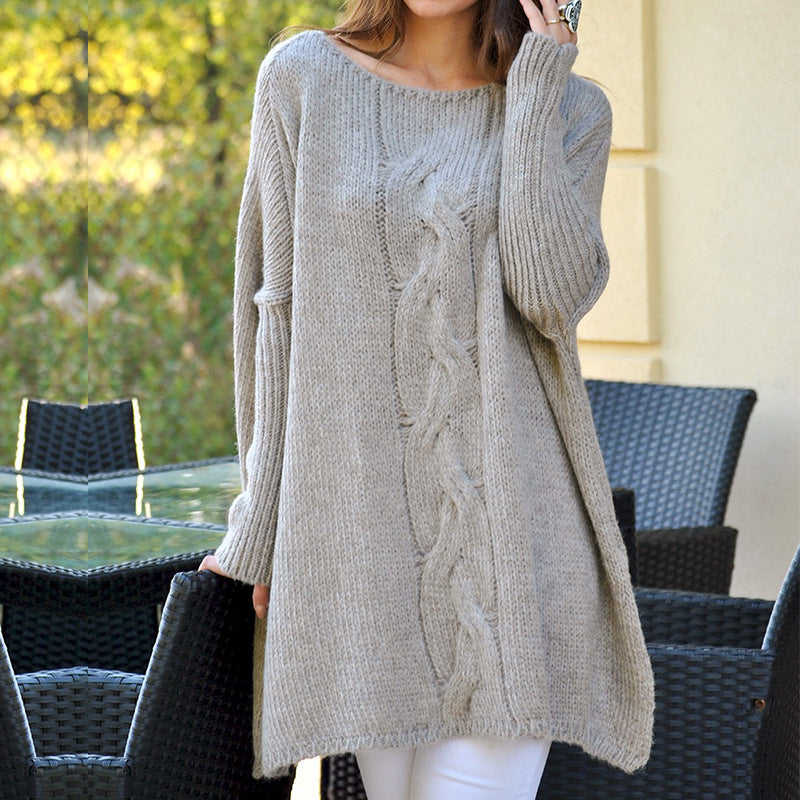 Women's Chunky Knit Cable Sweater with Loose Fit