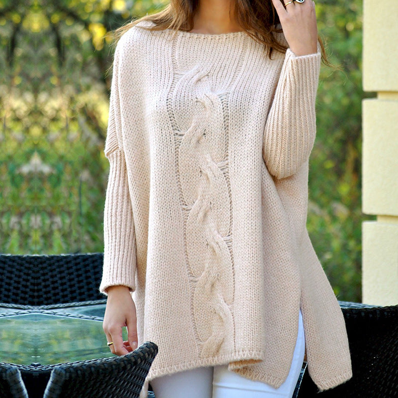 Women's Chunky Knit Cable Sweater with Loose Fit