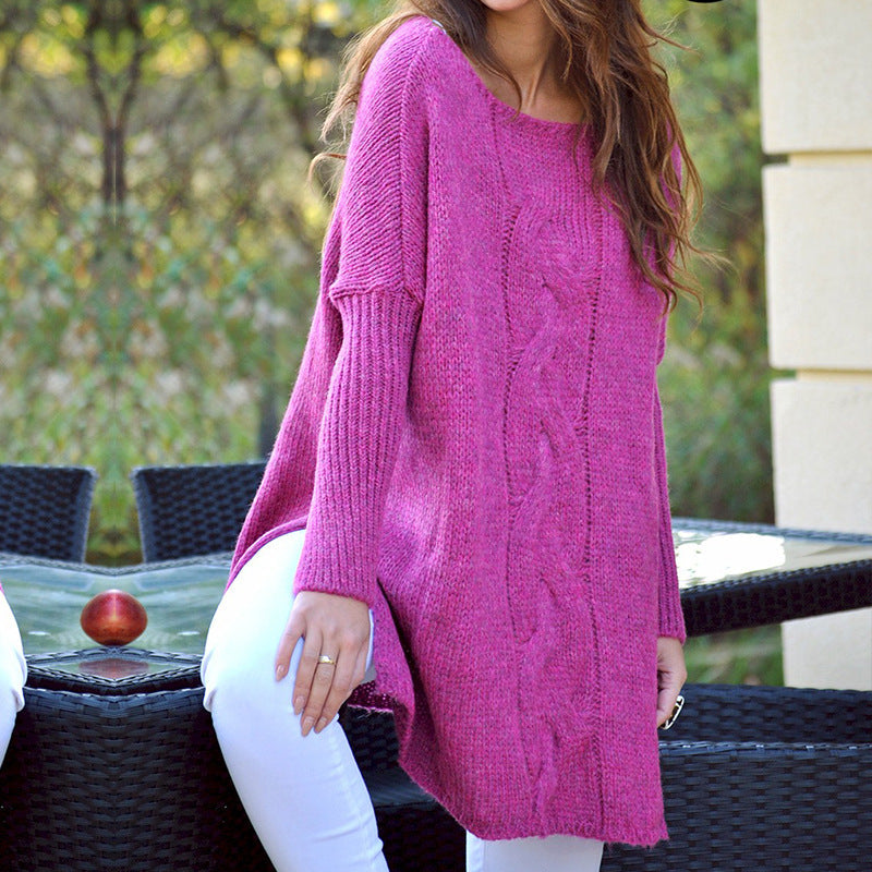 Women's Chunky Knit Cable Sweater with Loose Fit