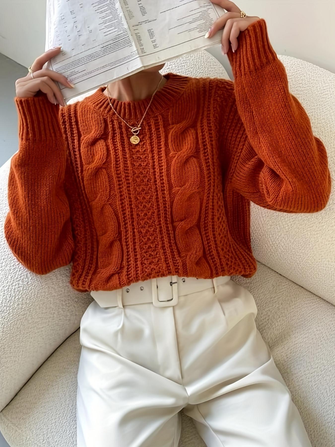 Women's Chunky Knit Oversized Sweater with V-Neck