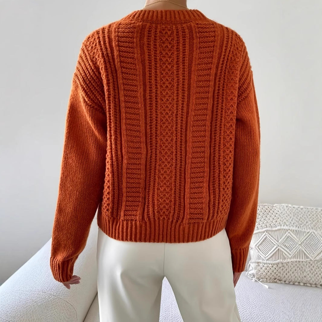Women's Chunky Knit Oversized Sweater with V-Neck