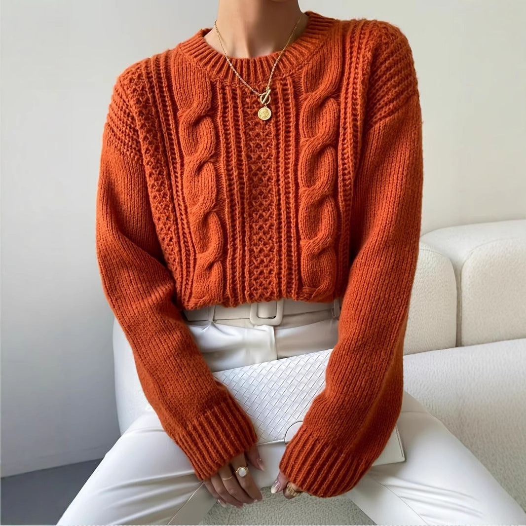 Women's Chunky Knit Oversized Sweater with V-Neck
