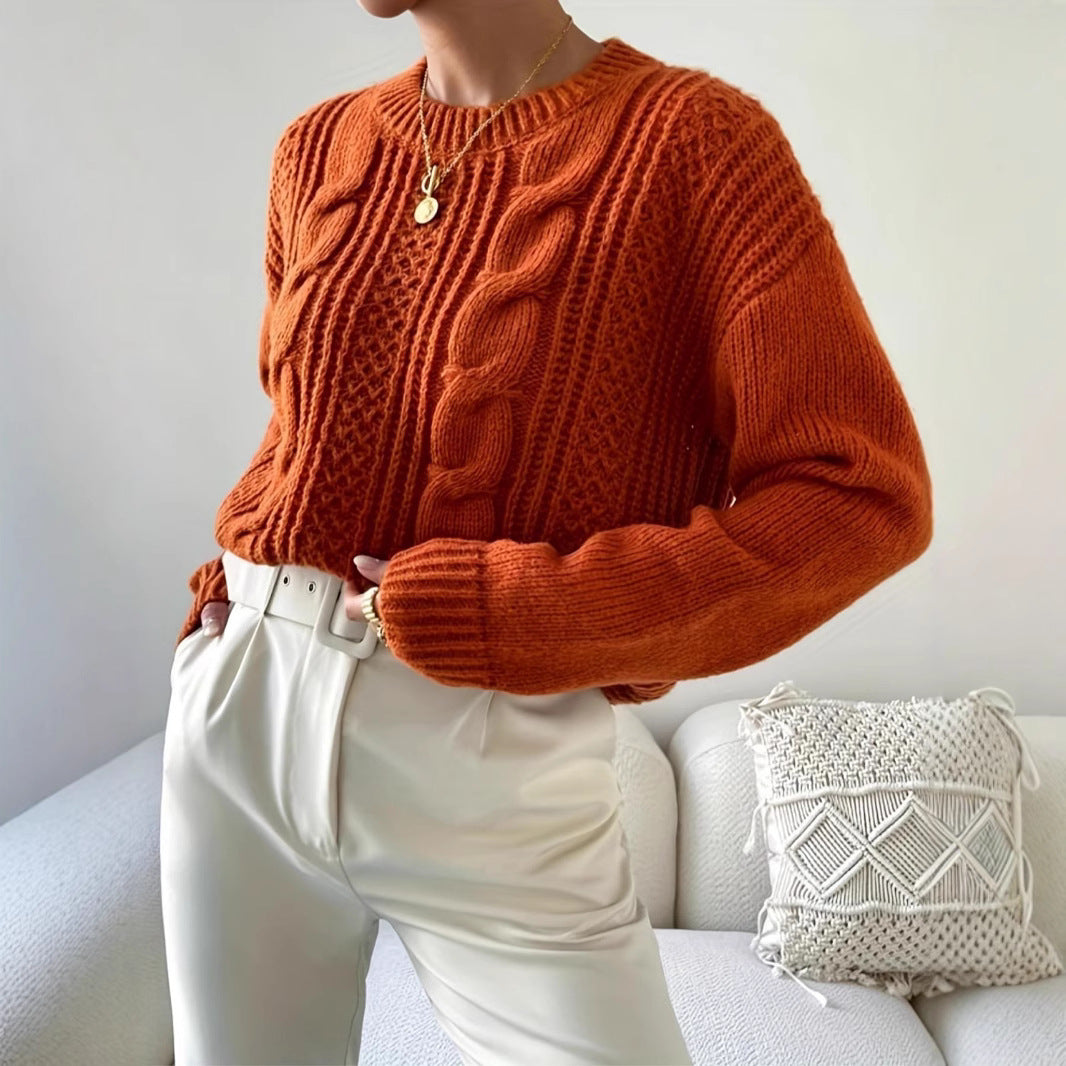 Women's Chunky Knit Oversized Sweater with V-Neck