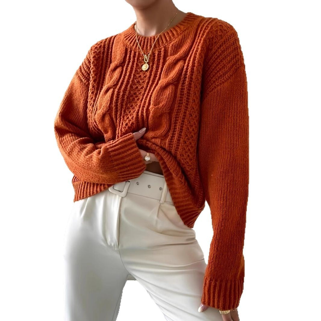 Women's Chunky Knit Oversized Sweater with V-Neck