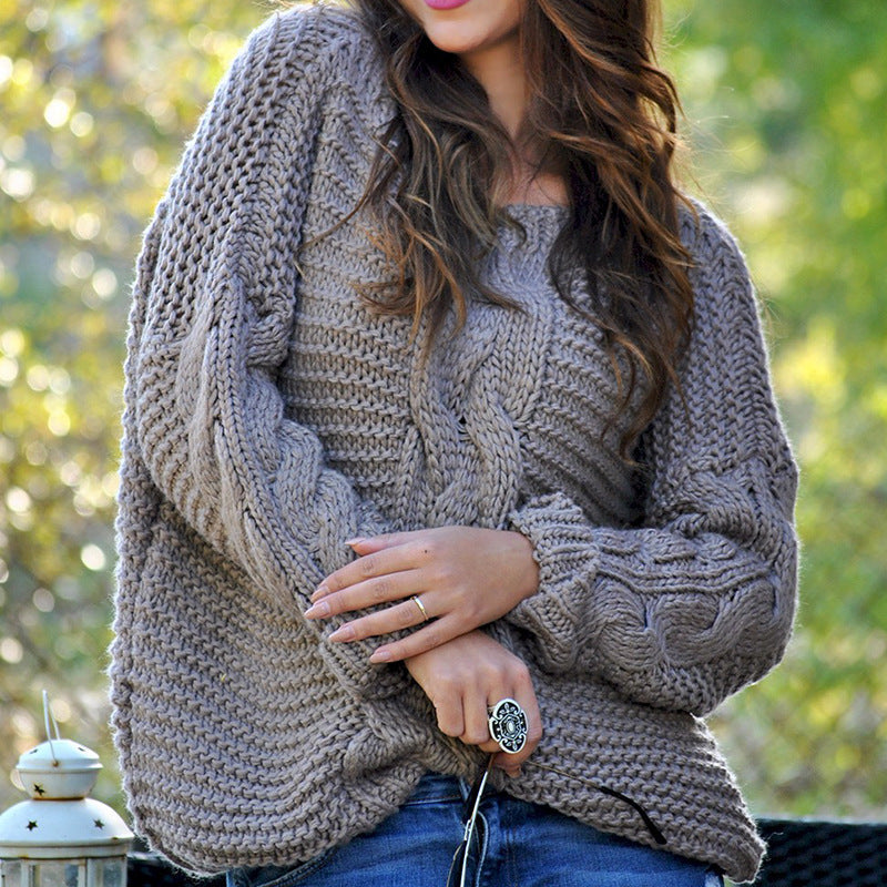 Women's Chunky Knit Sweater with Drop Shoulders