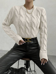 Women's Chunky Knit Sweater with High Collar