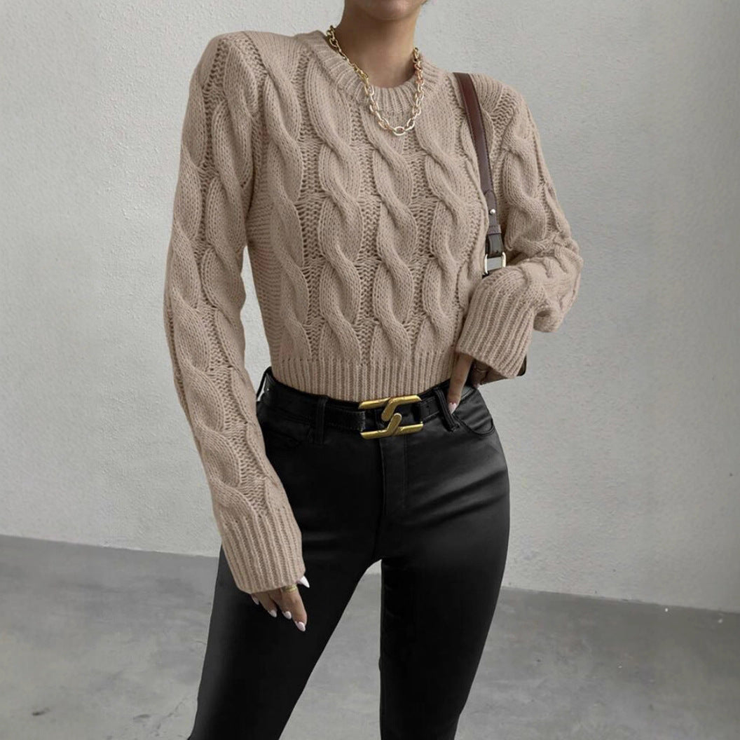 Women's Chunky Knit Sweater with High Collar