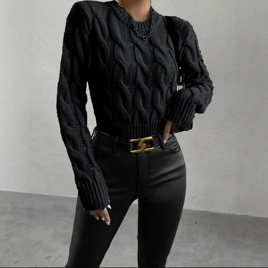Women's Chunky Knit Sweater with High Collar