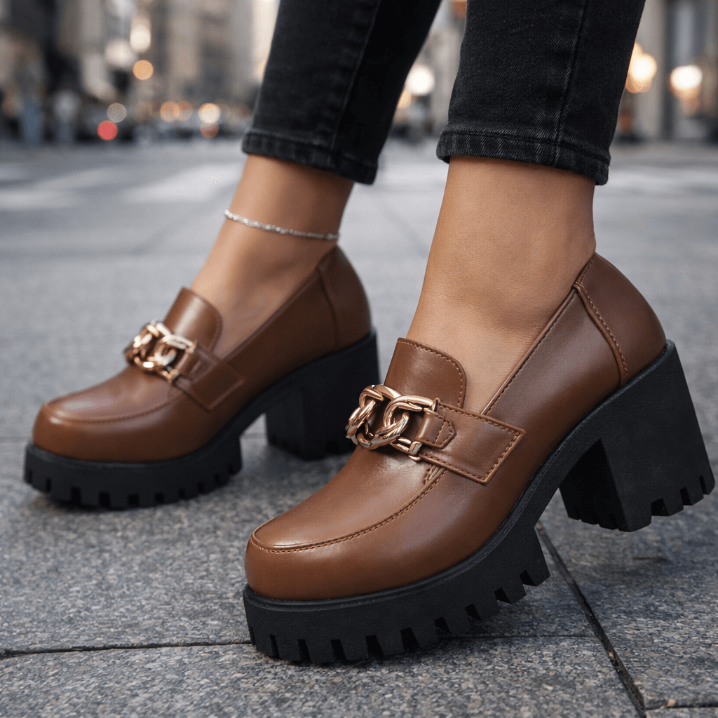 Women's Chunky Platform Loafers with Cushioned Insole