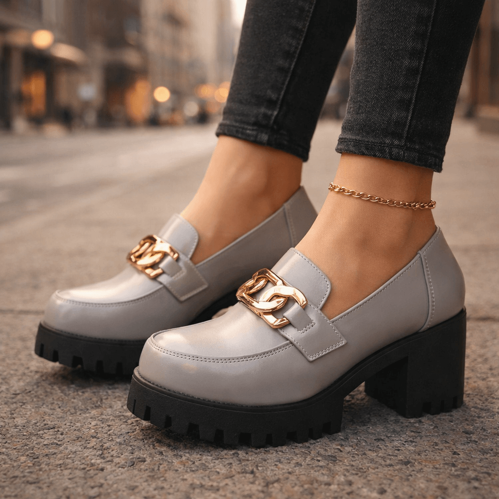 Women's Chunky Platform Loafers with Cushioned Insole