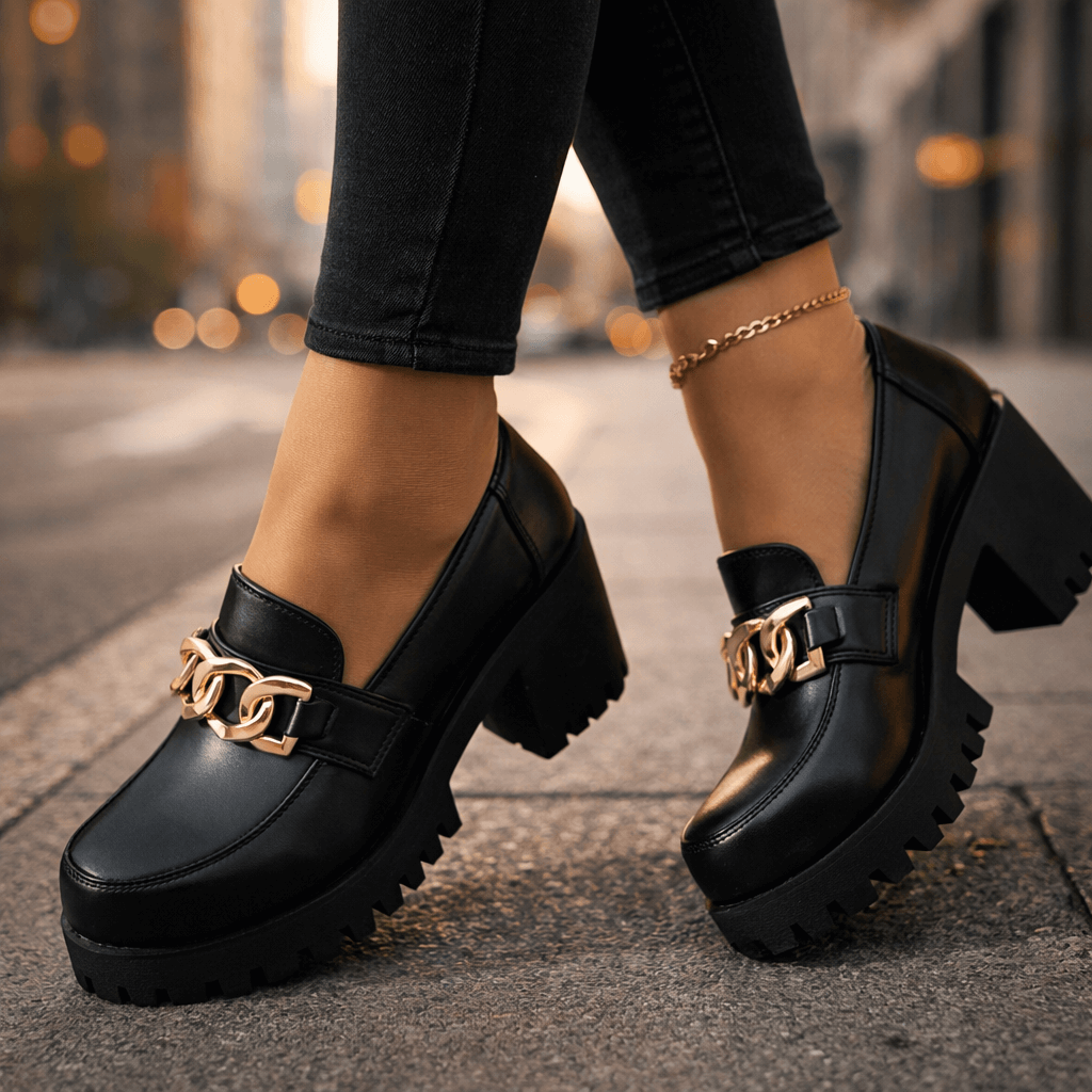 Women's Chunky Platform Loafers with Cushioned Insole