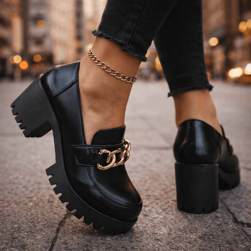 Women's Chunky Platform Loafers with Cushioned Insole