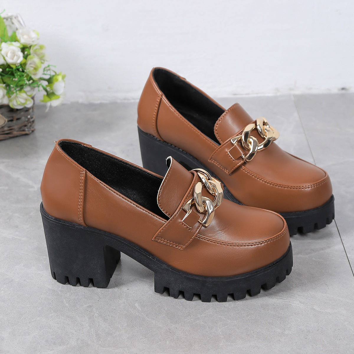 Women's Chunky Platform Loafers with Cushioned Insole
