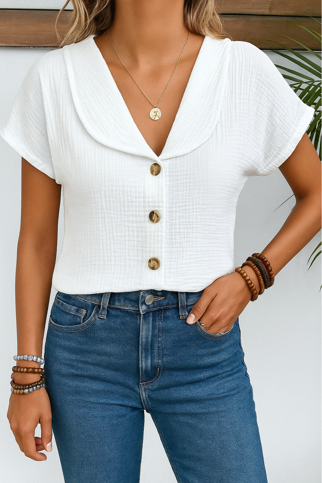 Women's Classic Collar Long Sleeve Blouse for Summer Wear