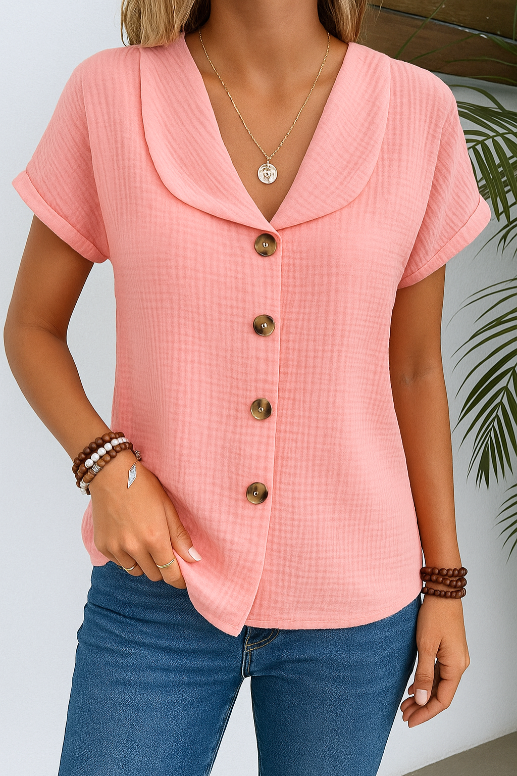 Women's Classic Collar Long Sleeve Blouse for Summer Wear