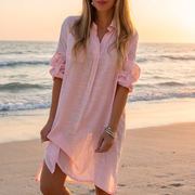 Women's Cotton-Linen Three-Quarter Sleeve Shirt