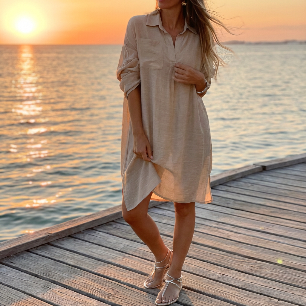 Women's Cotton-Linen Three-Quarter Sleeve Shirt
