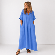 Women's Cotton V-Neck Casual Dress
