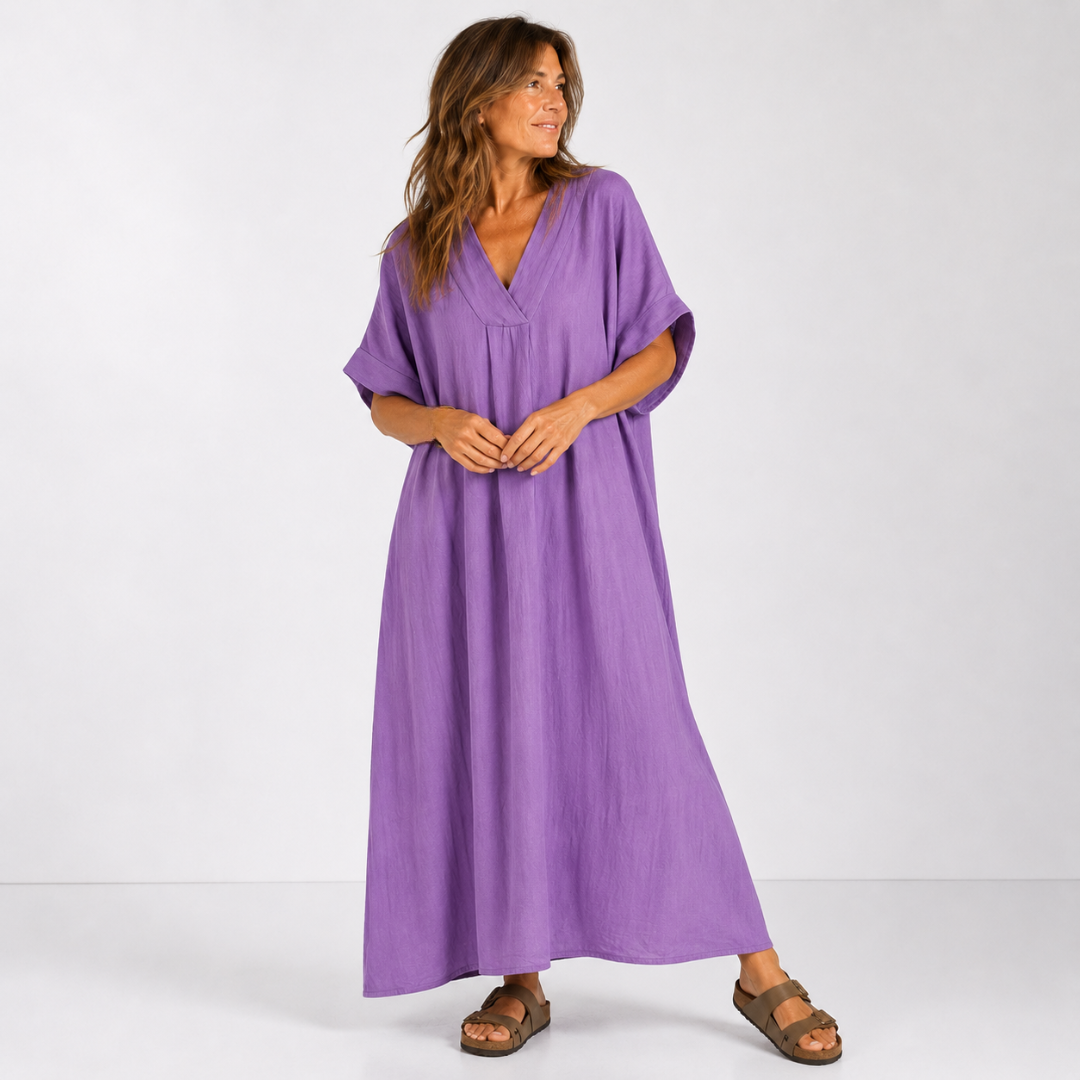 Women's Cotton V-Neck Casual Dress