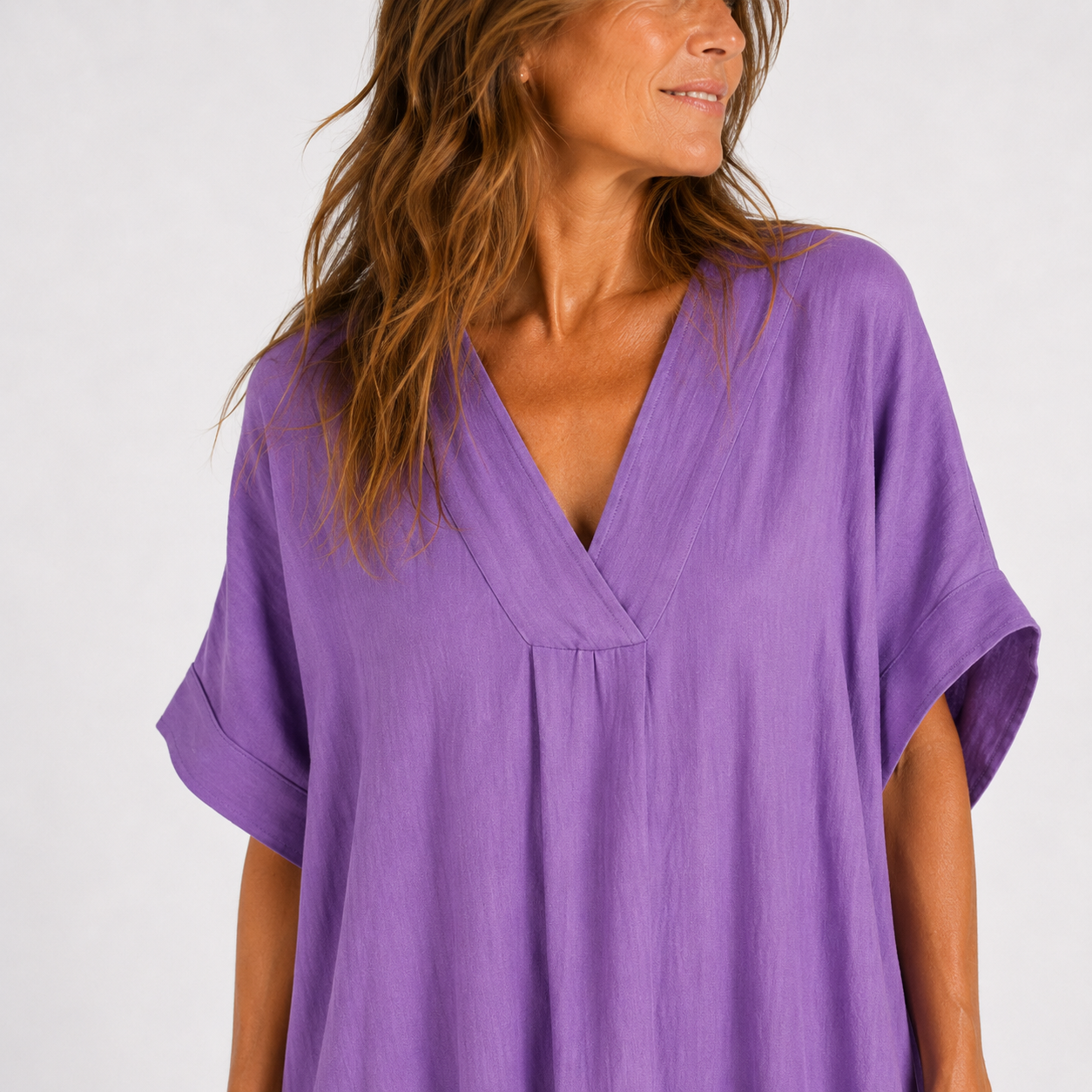 Women's Cotton V-Neck Casual Dress