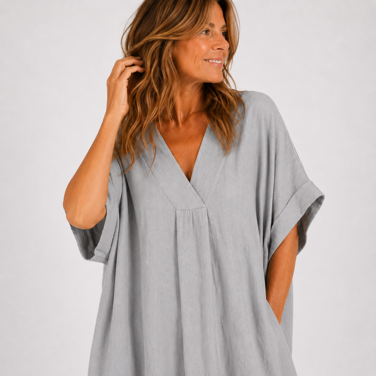 Women's Cotton V-Neck Casual Dress