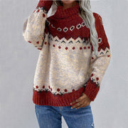 Women's Cozy Fair Isle Sweater with Relaxed Fit for Winter Warmth
