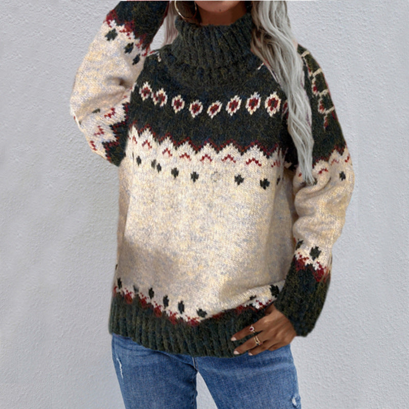 Women's Cozy Fair Isle Sweater with Relaxed Fit for Winter Warmth