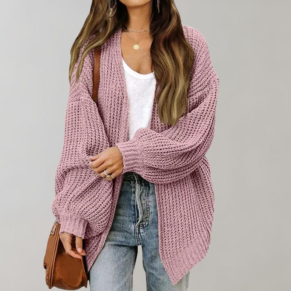 Women's Cozy Knitted Cardigan Sweater with Generous Fit for Fall/Winter