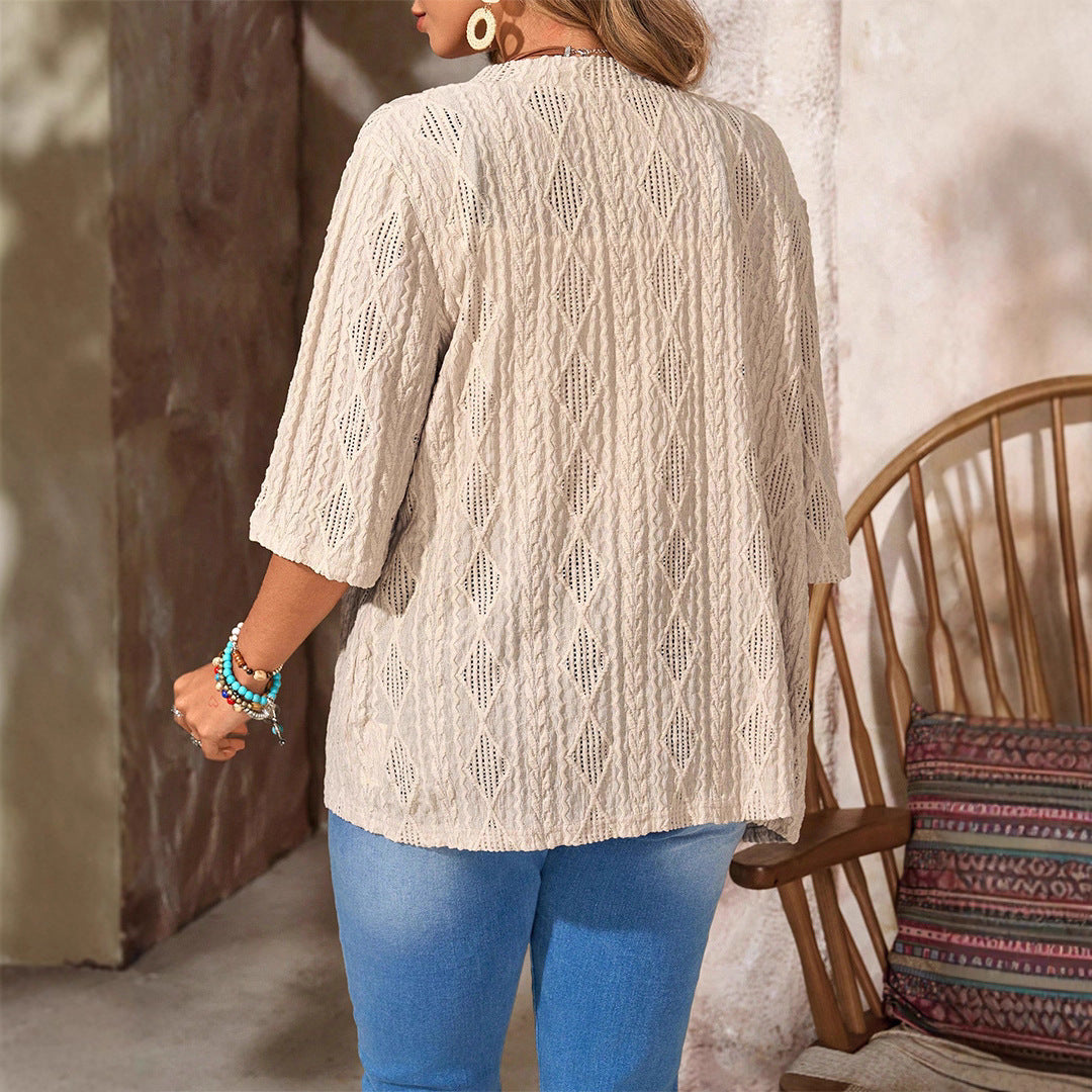Women's Crochet Knit Cardigan Sweater with Relaxed Fit for Cozy Layering