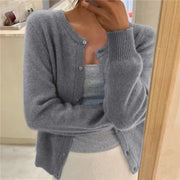 Women's Cropped Cardigan Sweater in Soft Brushed Knit for Cozy Layering